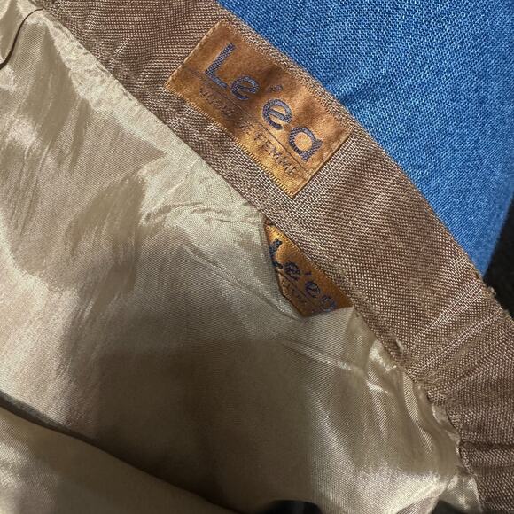 VTG 90s Linen Skirt Suit chocolate brown Church First Lady embroidered long sz L - Picture 7 of 9